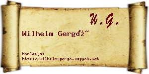 Wilhelm Gergő névjegykártya